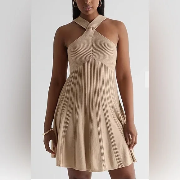 white christmas dresses Moscow Off Shoulder Sweater Mini Dress Cream main image 0